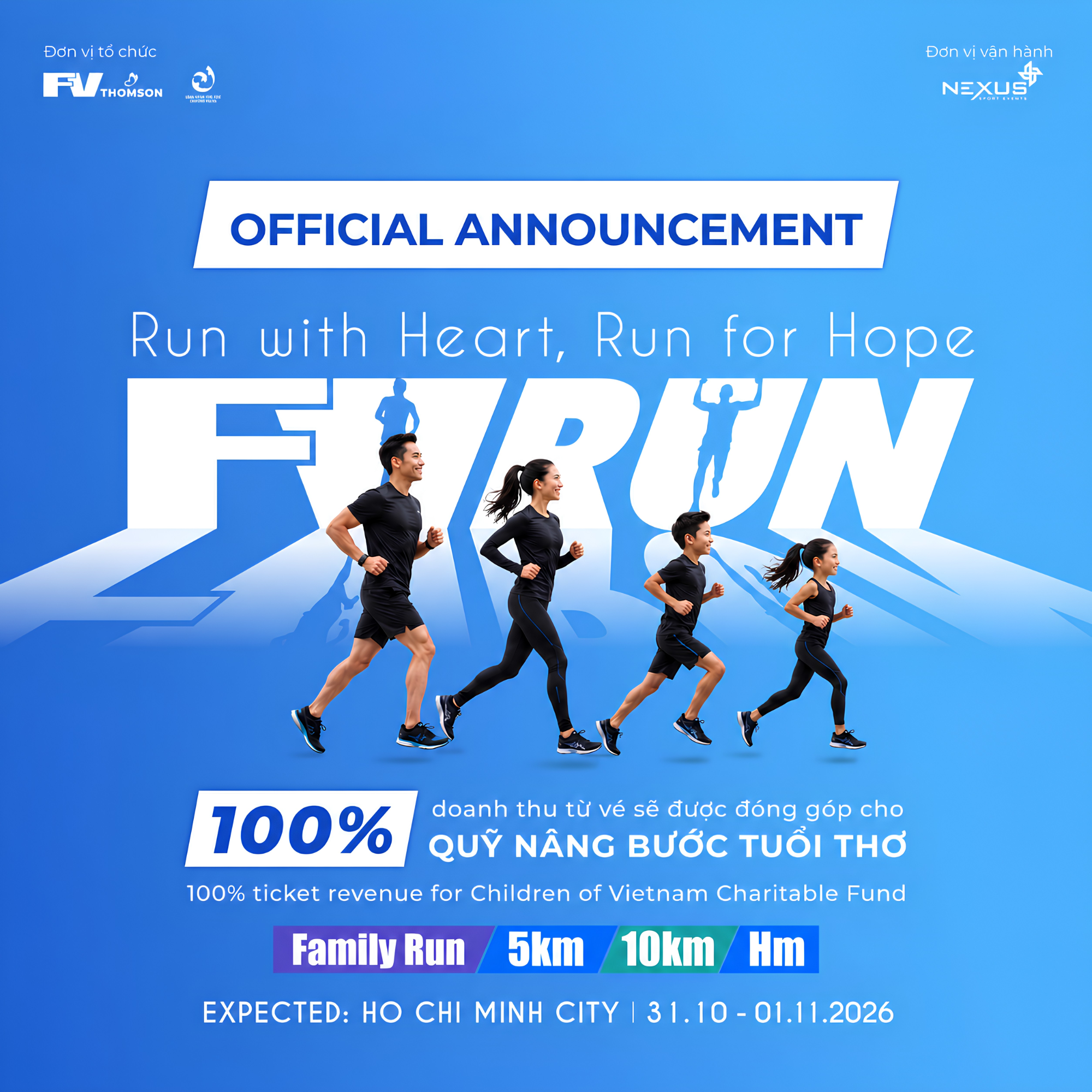 CHÍNH THỨC CÔNG BỐ GIẢI CHẠY BỘ CỘNG ĐỒNG DO BỆNH VIỆN FV SÁNG LẬP FV RUN – RUN WITH HEART, RUN FOR HOPE!